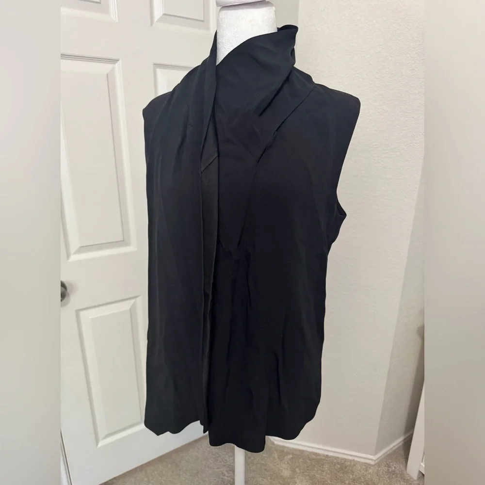 Adam Lippes Black Crepe Scarf Wrap Shell Sleeveless Blouse Size 8 - Picture 4 of 14